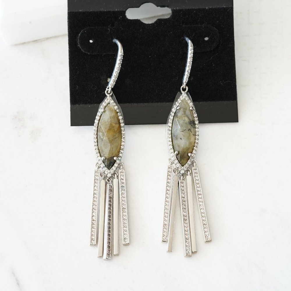 Anthropologie Melanie Auld Labradorite Fringe Earrings